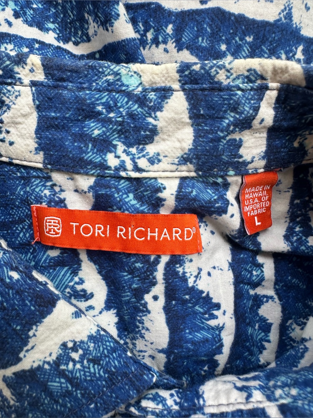 Tori Richard Sea Strait Cotton Lawn Button Up Shirt Size L - Picture 5 of 6